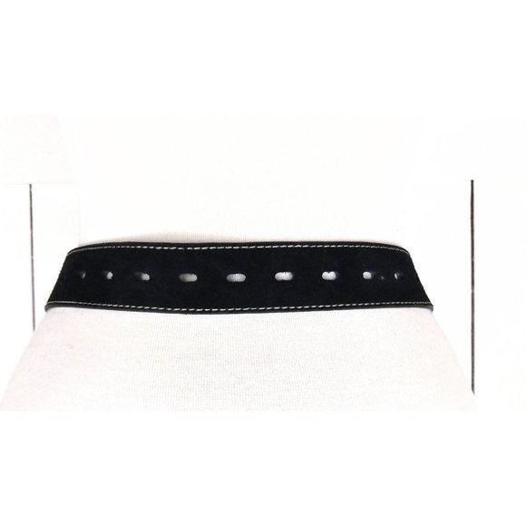 Black suede leather white stitch belt medium - Picture 3 of 3